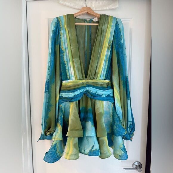 Bronx and Banco Green and Blue Mini Dress - Picture 6 of 16